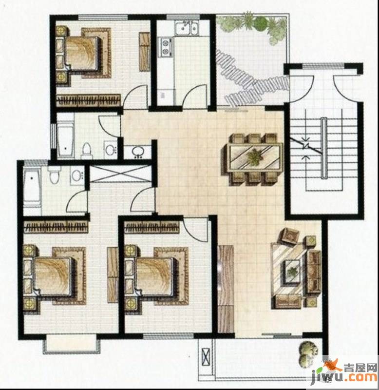 泰和文苑3室2厅2卫106.6㎡户型图