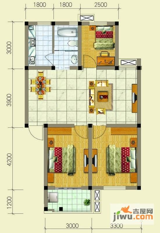 梧桐雅苑3室2厅1卫86㎡户型图