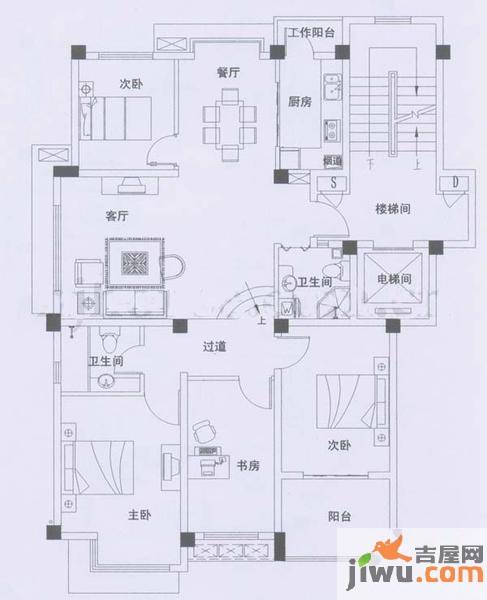 尚品馨苑3室2厅2卫132㎡户型图