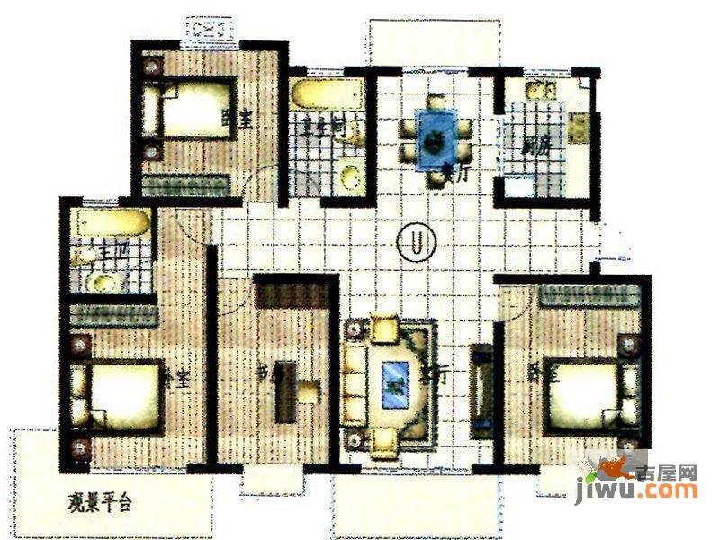 申城名贵苑4室2厅2卫156.5㎡户型图