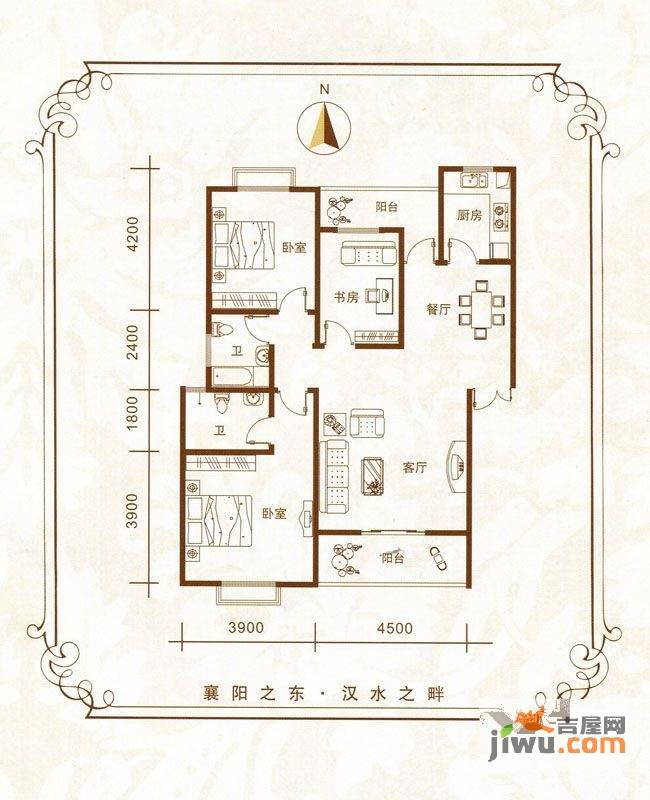 汇隆嘉源3室2厅2卫108㎡户型图