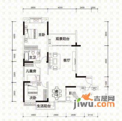 全顺·曼弄枫情3室2厅2卫126㎡户型图