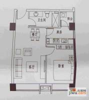 林语江畔1室2厅1卫55㎡户型图