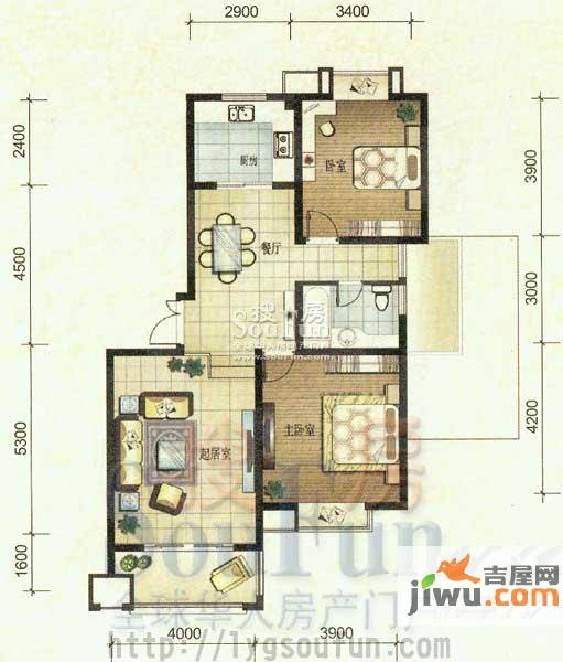 久和国际新城2室2厅1卫97.8㎡户型图