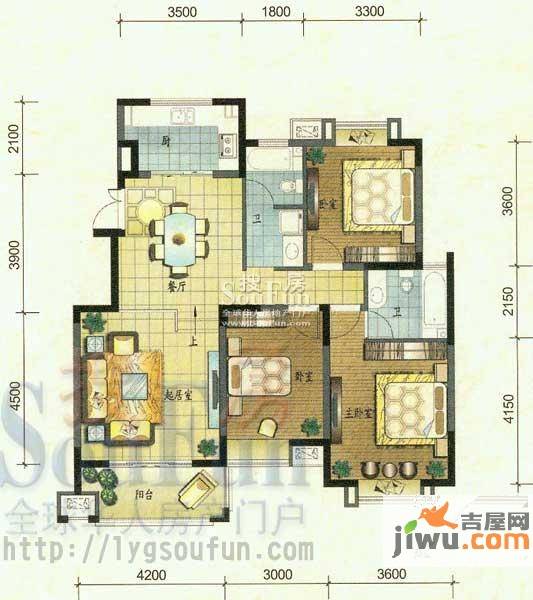 久和国际新城3室2厅2卫114.6㎡户型图