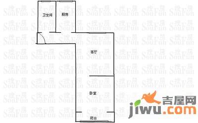 北国之春悠然苑1室1厅1卫63㎡户型图