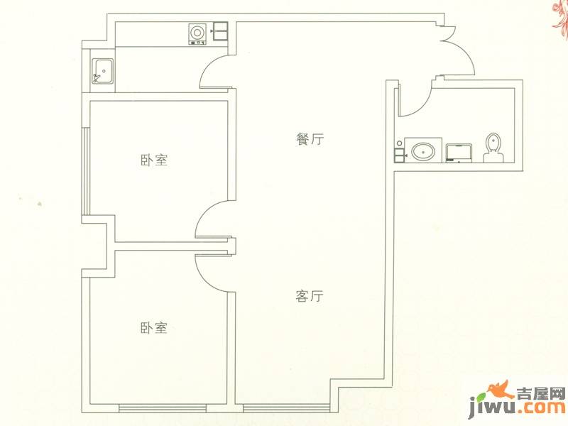 瑞泰假日2室2厅1卫户型图