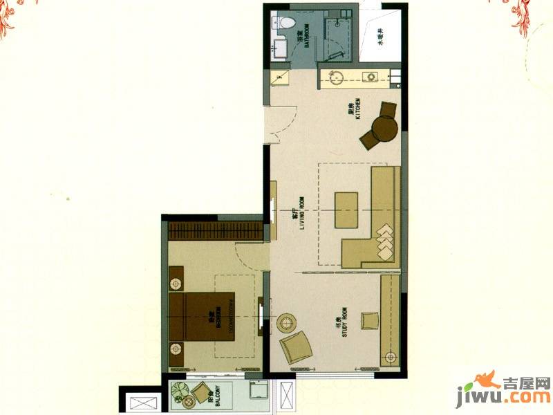 瑞泰假日2室1厅1卫户型图