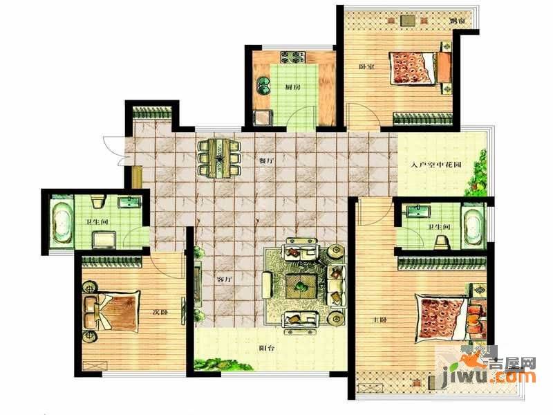 丽浩福仕汇3室2厅2卫124.7㎡户型图