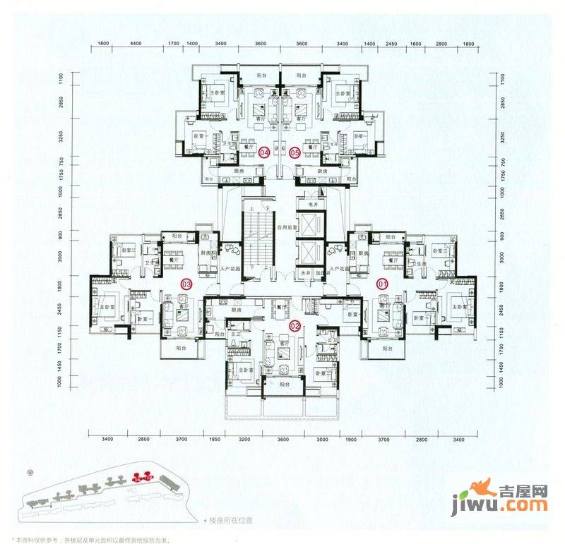 爱ME公园3室2厅1卫101.6㎡户型图