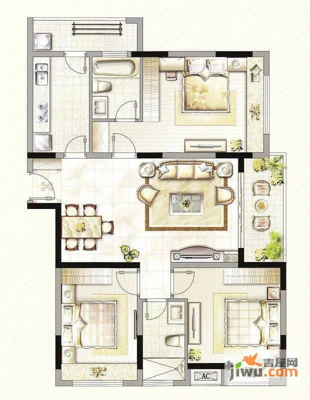 友好公馆普通住宅133㎡户型图