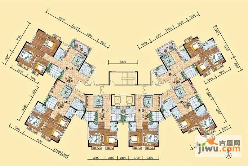 南湾豪庭3室2厅2卫121.9㎡户型图