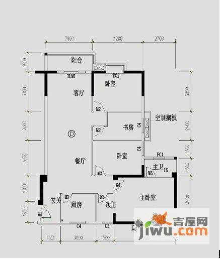 翰林轩4室2厅2卫147.8㎡户型图