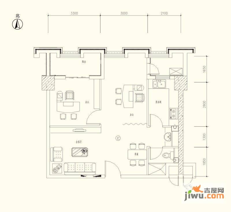 乐活时尚广场2室2厅1卫82.5㎡户型图