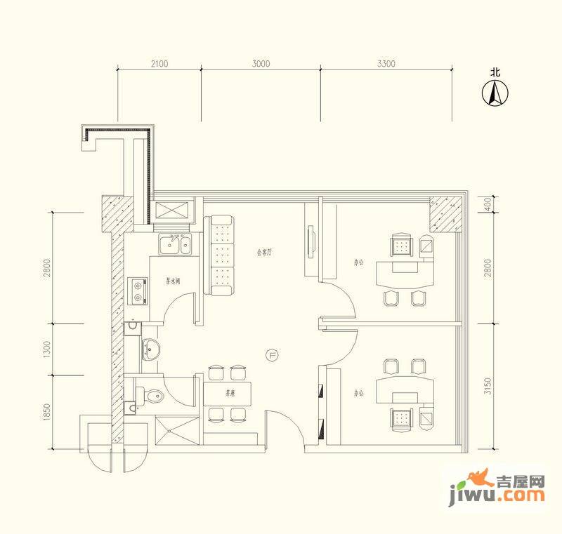 乐活时尚广场2室2厅1卫73㎡户型图