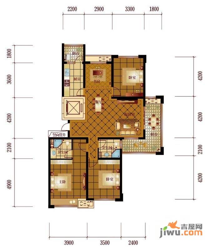 剡溪花园4室2厅2卫147㎡户型图