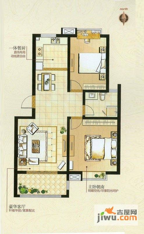 盛世名门2室2厅1卫85.5㎡户型图