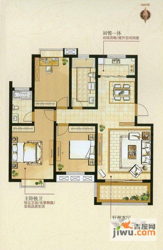 盛世名门3室2厅2卫115.6㎡户型图