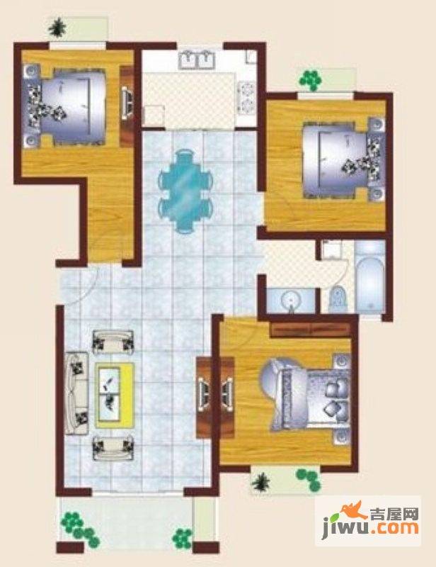 汇龙国际花园3室2厅1卫116.4㎡户型图