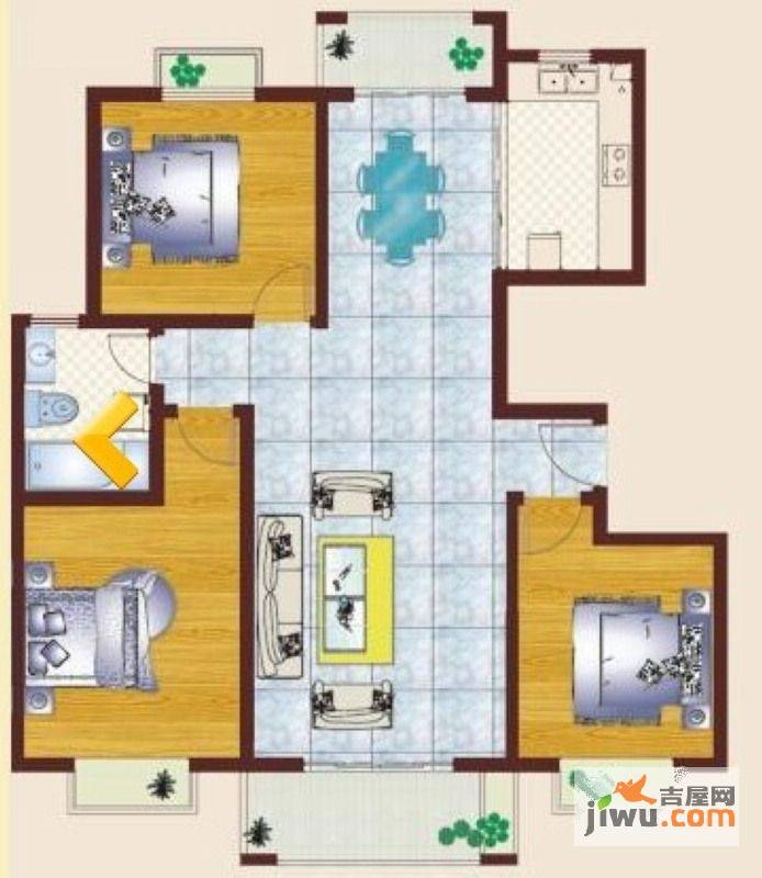 汇龙国际花园3室2厅1卫139.6㎡户型图