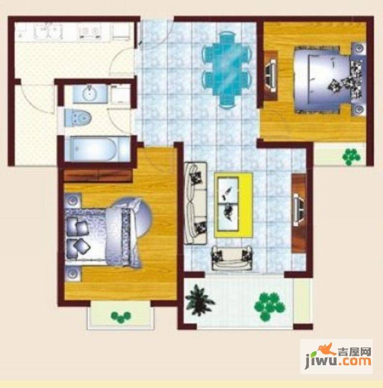 汇龙国际花园2室2厅1卫94㎡户型图