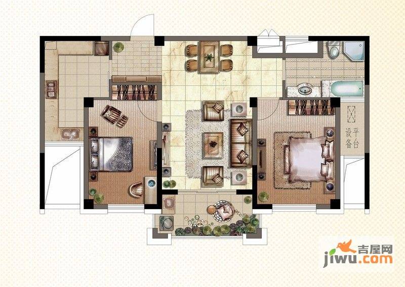 中基理想城2室2厅1卫101㎡户型图