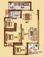 利海托斯卡纳3室2厅1卫88㎡户型图