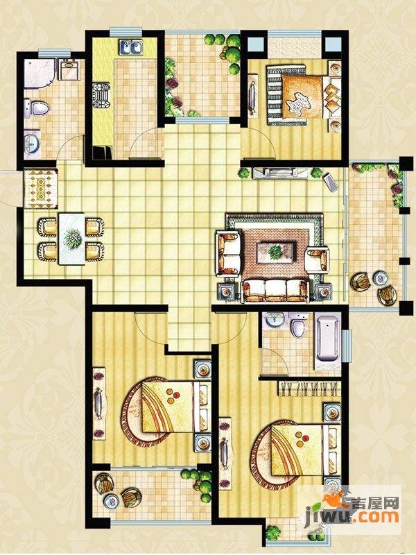 盛华豪庭3室2厅2卫127㎡户型图