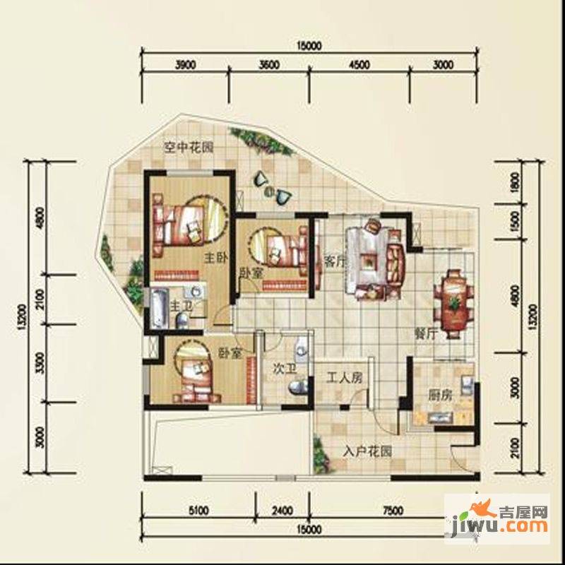 凯信水韵滨江二期公园大帝3室2厅2卫179.5㎡户型图