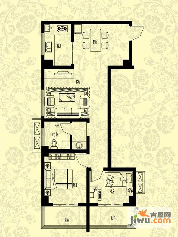 安泰华庭2室2厅1卫89㎡户型图