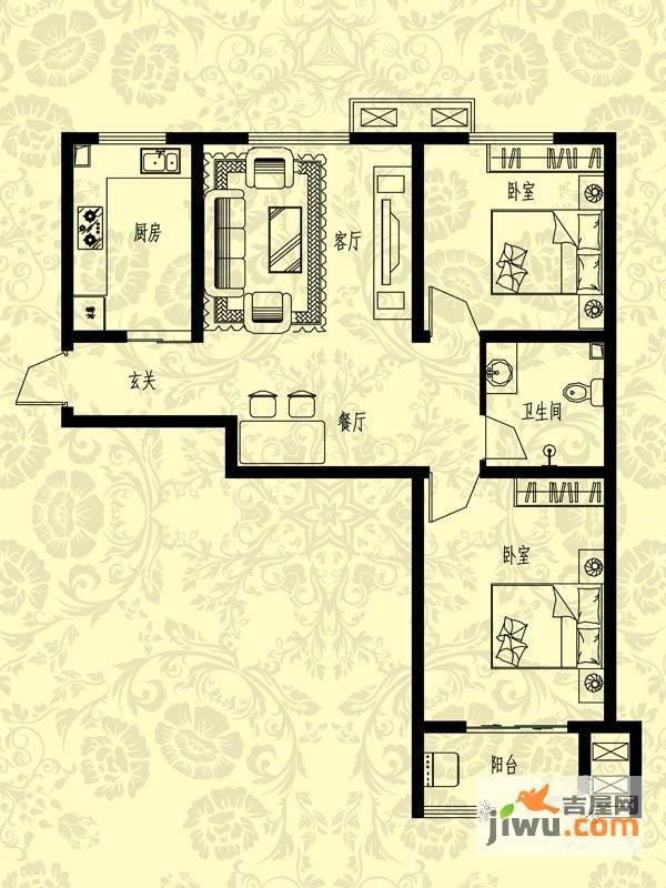 安泰华庭2室2厅1卫83.1㎡户型图