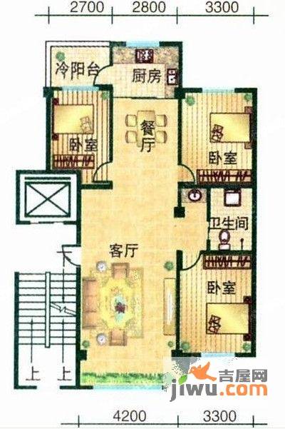 天山雅南高第3室2厅1卫118㎡户型图