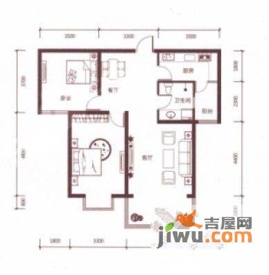 紫林枫舍2室2厅1卫97.2㎡户型图