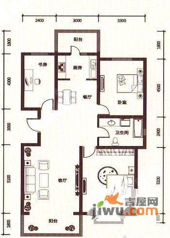 紫林枫舍3室2厅1卫133.6㎡户型图