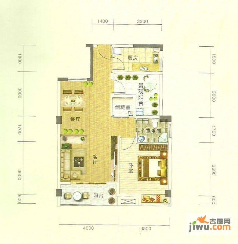 润恒国华瑞景普通住宅105㎡户型图