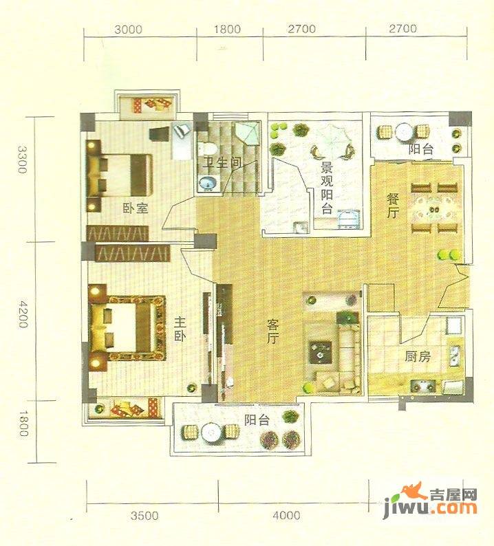 润恒国华瑞景普通住宅105㎡户型图