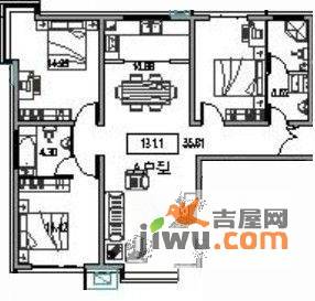 上都名苑3室1厅1卫130㎡户型图