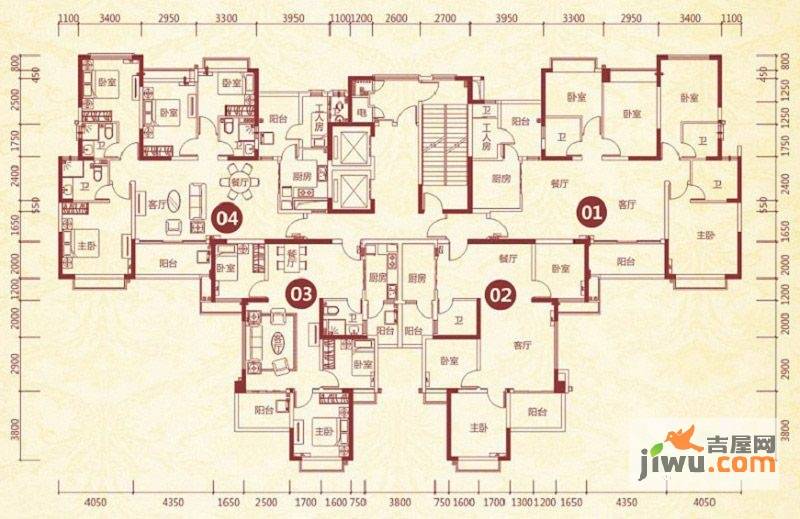 恒大绿洲5室2厅4卫160㎡户型图