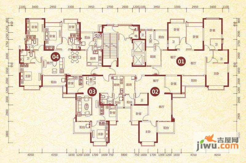 恒大绿洲5室2厅4卫161.5㎡户型图