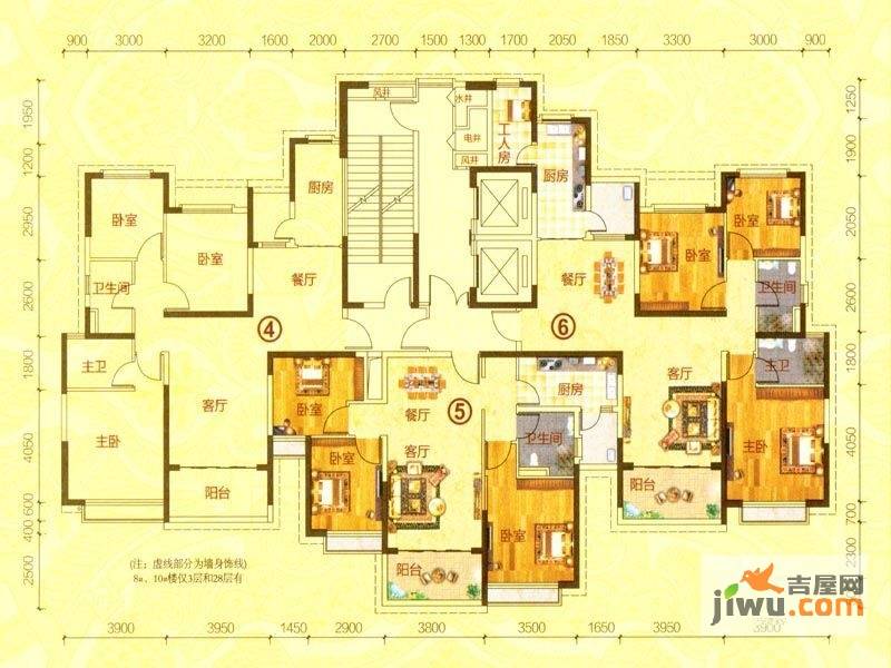 岳阳·恒大名都3室2厅2卫122㎡户型图