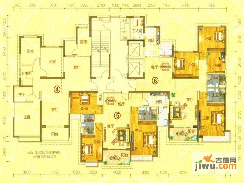 岳阳·恒大名都3室2厅2卫137㎡户型图