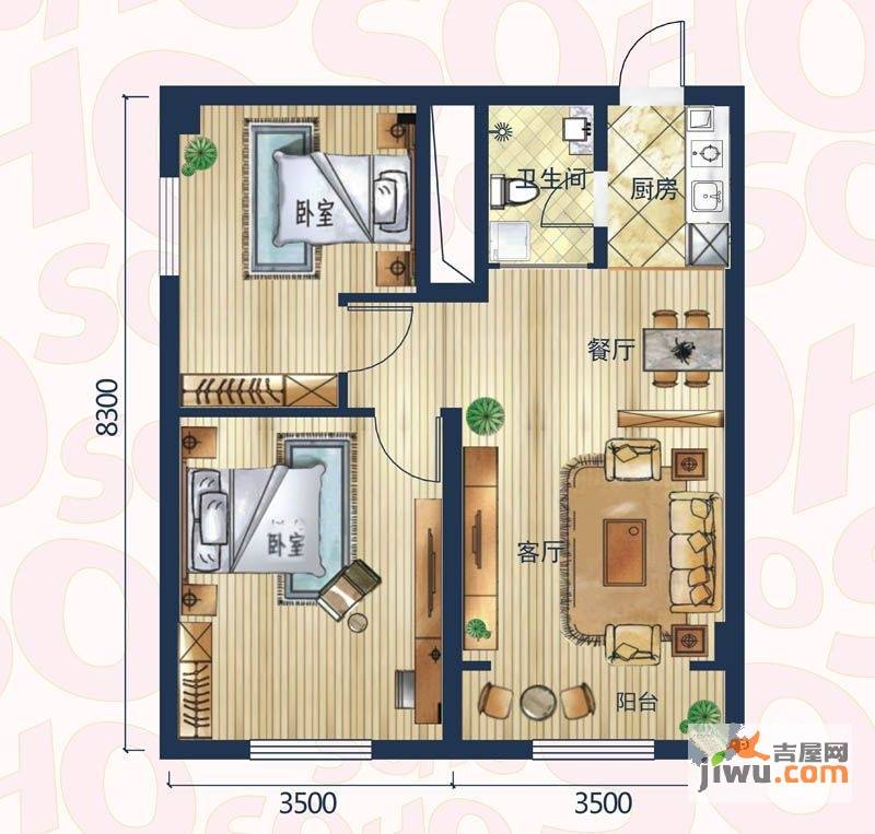 永丰SOHO2室1厅1卫80.6㎡户型图